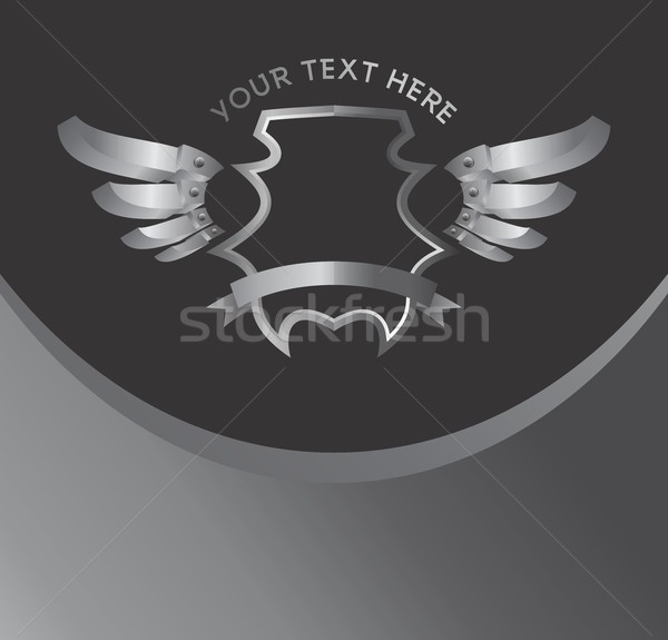 серебро щит крыло искусства знак Label Сток-фото © vector1st