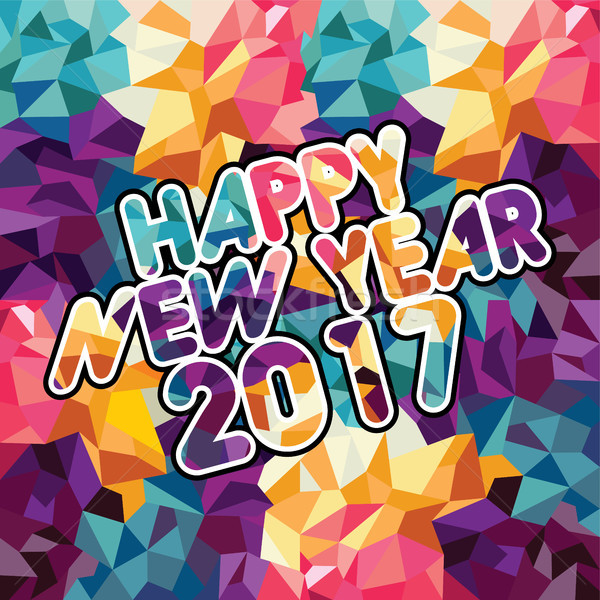 happy new year text abstract triangle color mosaic Stock photo © vector1st