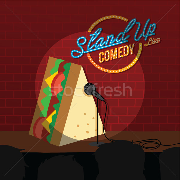 Stand hasta comedia sándwich abierto micrófono Foto stock © vector1st