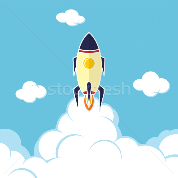 Rakéta hajó indulás vektor művészet illusztráció Stock fotó © vector1st