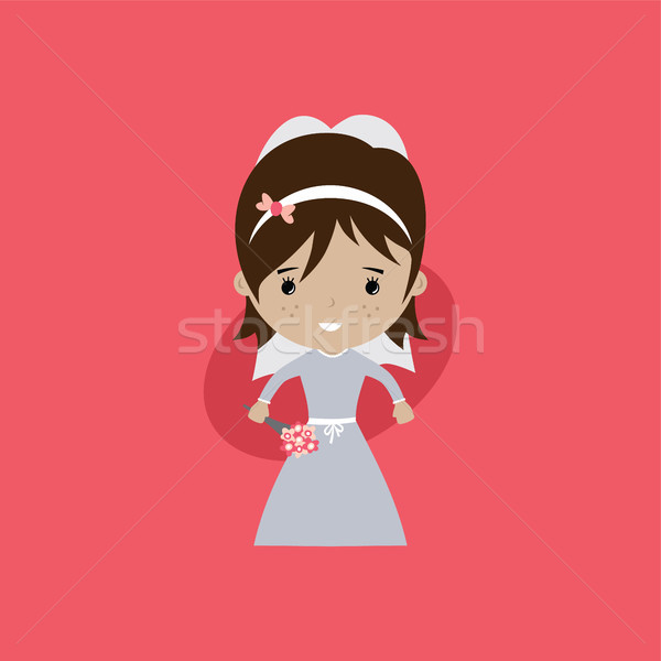adorable bride lovely marriage cartoon theme vector Stock photo © vector1st