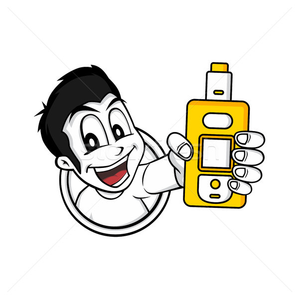 man showing electric cigarette mod cartoon vector Stock photo © vector1st