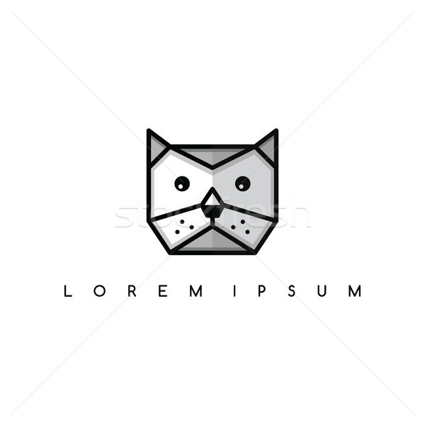 cute pussy cat animal head logo theme Stock photo © vector1st