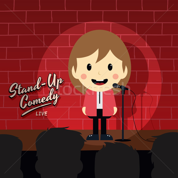 Stehen up Komödie Karikatur Frau Mann Stock foto © vector1st