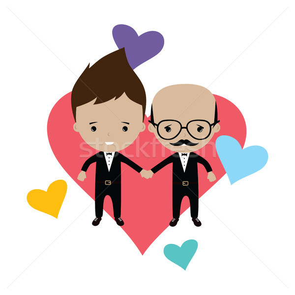 adorable gay spouse groom lovely cartoon marriage Stock photo © vector1st