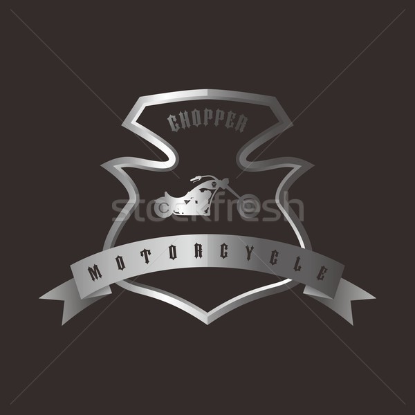 shiny silver shield chopper motorcycle Stock photo © vector1st