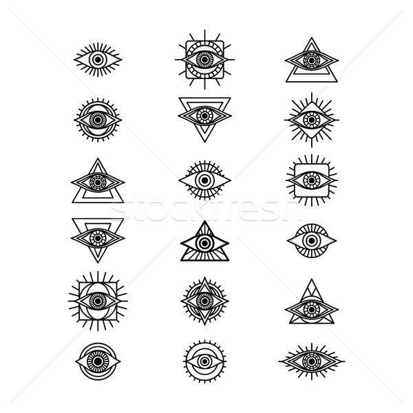 one eye sign symbol logo logotype collection Stock photo © vector1st