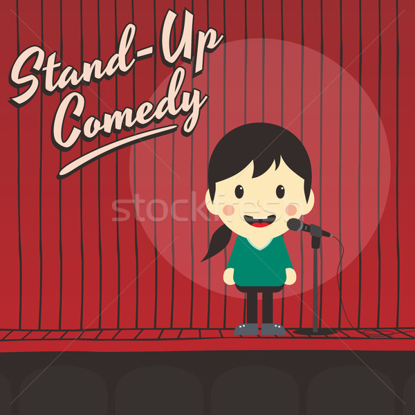 Vrouwelijke stand omhoog komiek muziek Stockfoto © vector1st
