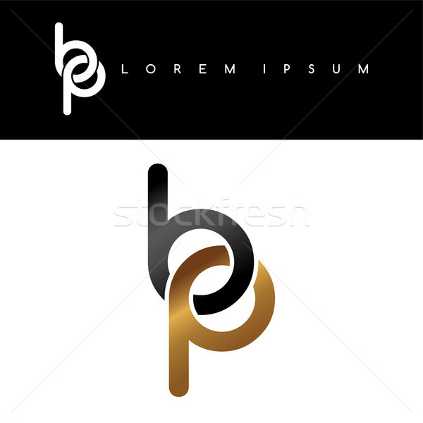 initial letter linked circle lowercase logo gold black background Stock photo © vector1st