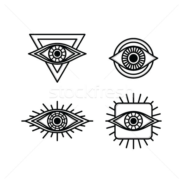 Stock photo: one eye sign symbol logo logotype collection