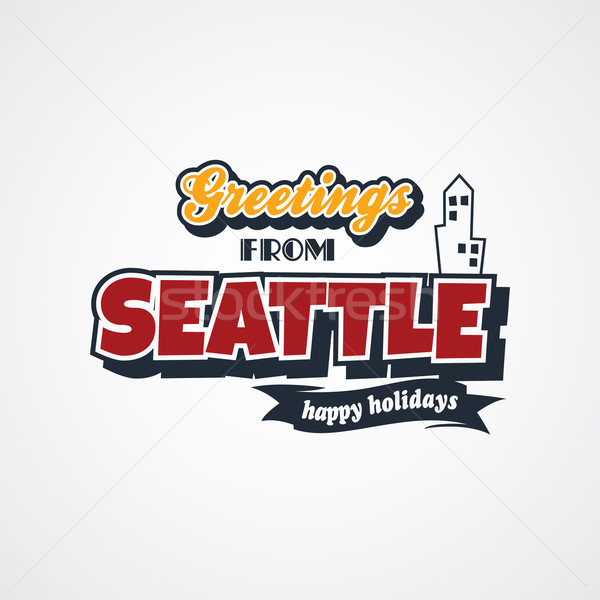 [[stock_photo]]: Seattle · vacances · vecteur · art · illustration