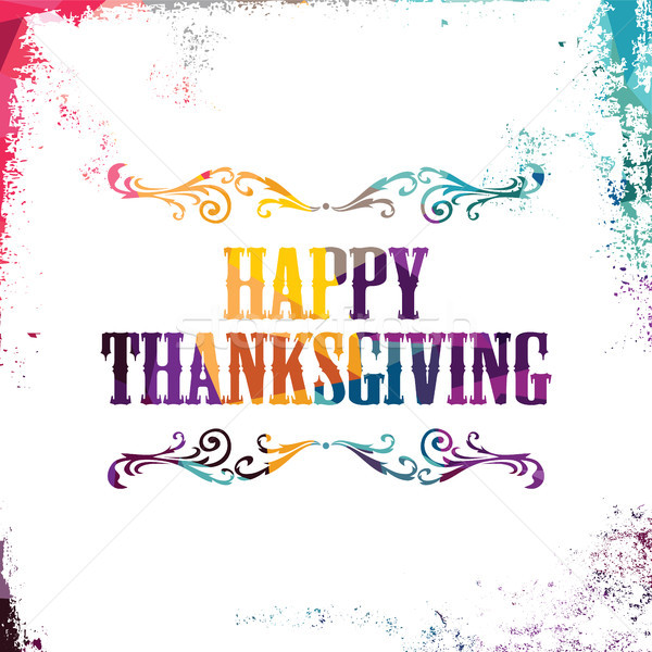 happy thanksgiving abstract colorful triangle geometrical greetings Stock photo © vector1st