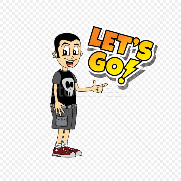male cartoon character let's go text theme Stock photo © vector1st
