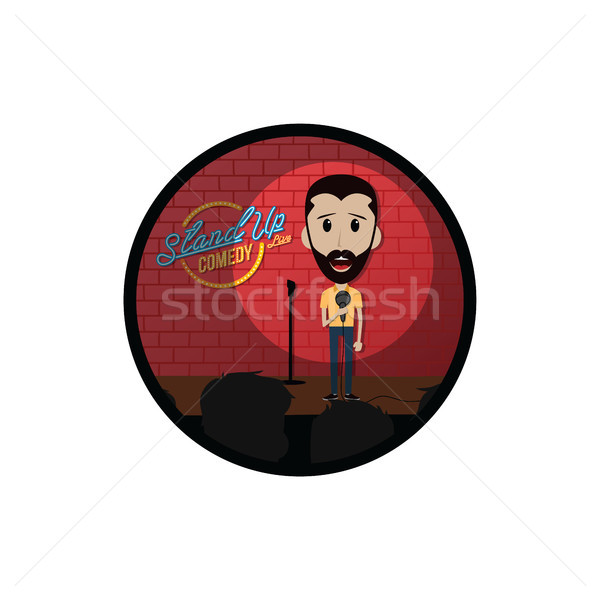 Stock photo: stand up comedy comic guy on stage