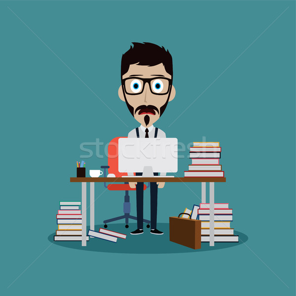 stressful businessman working behind office desk Stock photo © vector1st