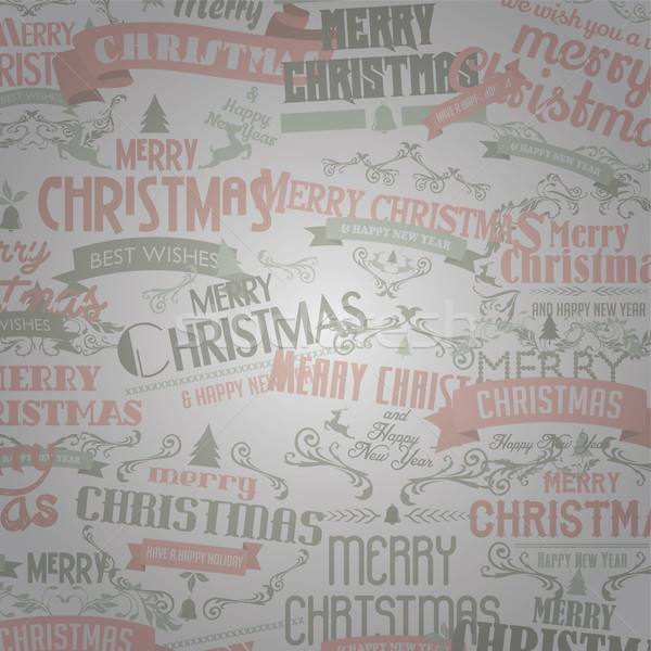 Vidám karácsony boldog új évet vektor művészet felirat Stock fotó © vector1st