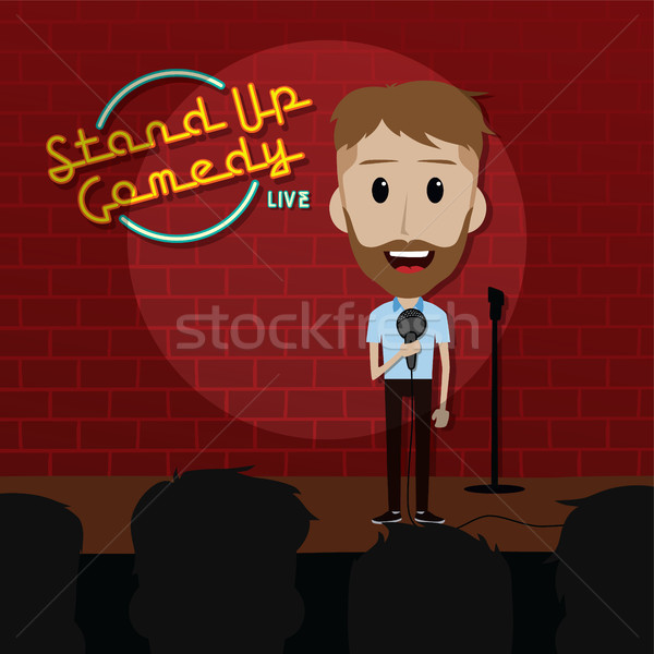 Stock photo: stand up comedy comic guy on stage