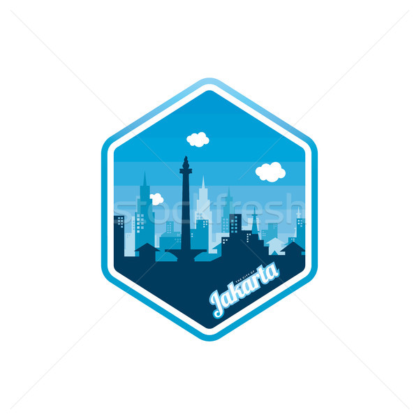 Város Dzsakarta címke kitűző matrica logo Stock fotó © vector1st
