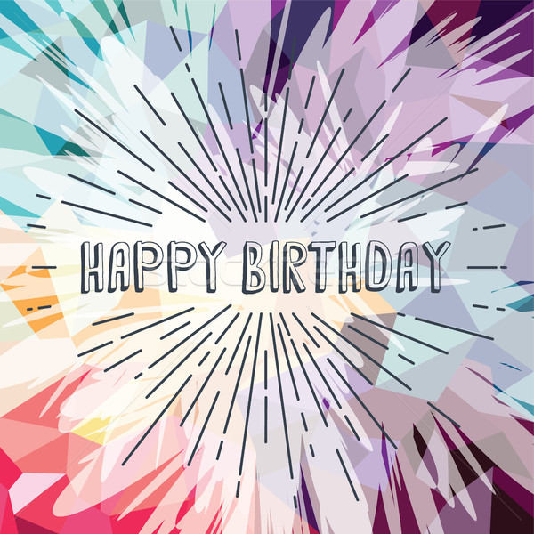 happy birthday greetings sunrays retro theme Stock photo © vector1st