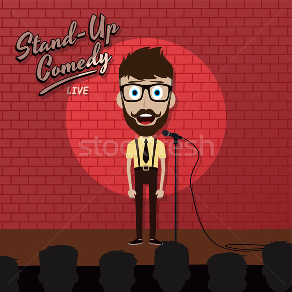 Volwassen mannelijke stand omhoog komiek Stockfoto © vector1st