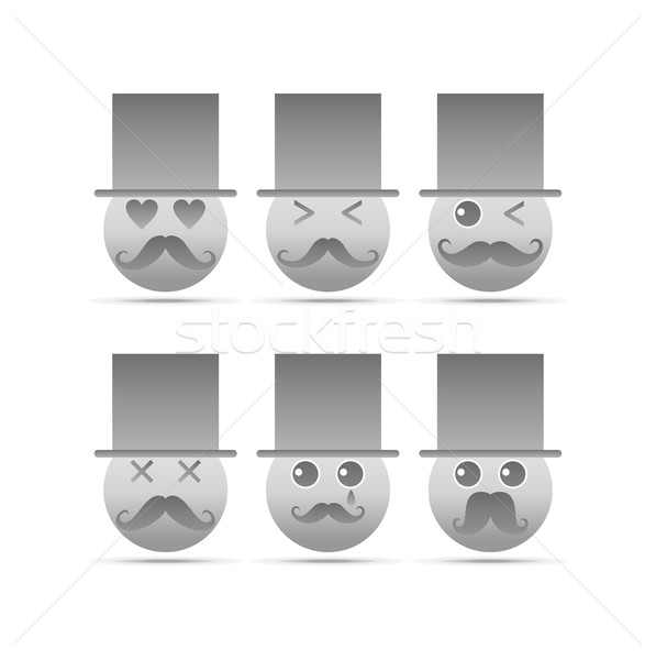 Emotie gezicht karakter icon vector grafische Stockfoto © vector1st