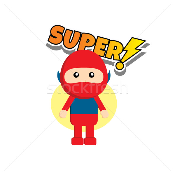 Flat style superhero character avatar on ribbon label creative design template man super hero profil Stock photo © vector1st