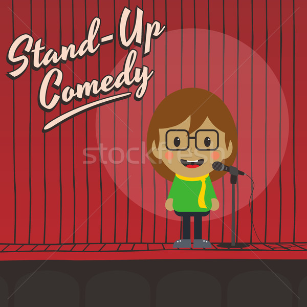 Vrouwelijke stand omhoog komiek muziek Stockfoto © vector1st