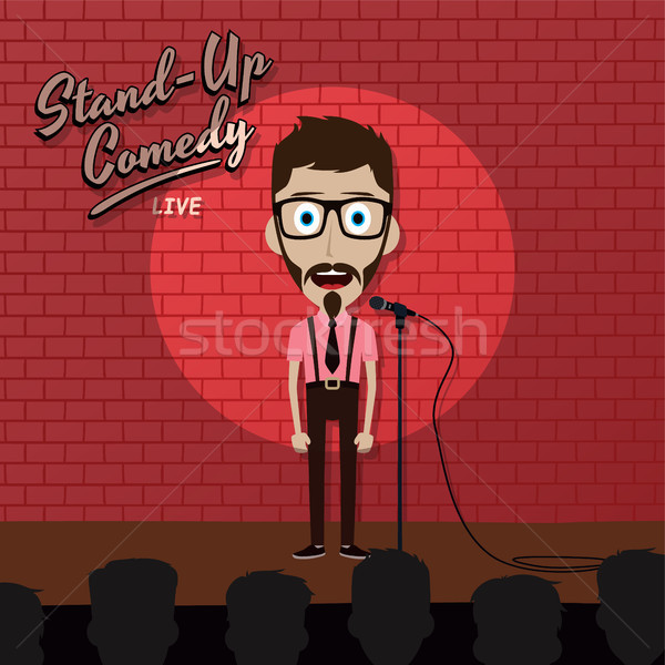 Volwassen mannelijke stand omhoog komiek Stockfoto © vector1st