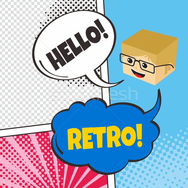 comic template element with speech bubble halftone art Stock photo © vector1st