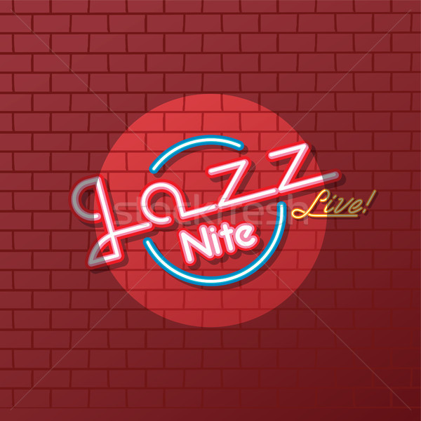 Neonreclame jazz nacht vector kunst illustratie Stockfoto © vector1st