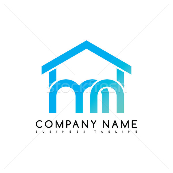 Stock photo: Vector house care emblem blue knot symbol curve looped icon logo logotype