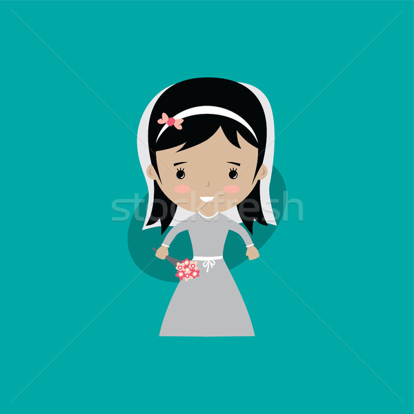 adorable bride lovely marriage cartoon theme vector Stock photo © vector1st