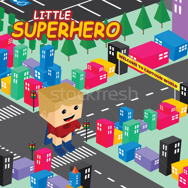 Stock photo: cartoon superhero isometric theme