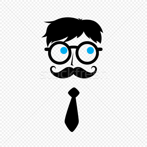 Foto stock: Nerd · cara · bigode · amarrar · vetor