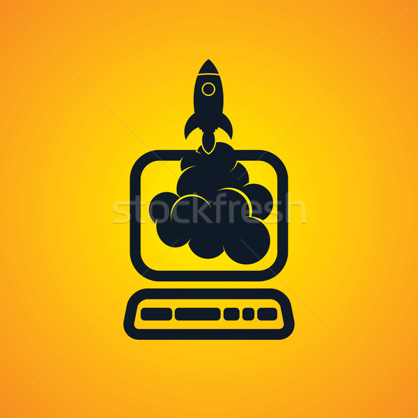 Stockfoto: Start · omhoog · programma · raket · computer · boot