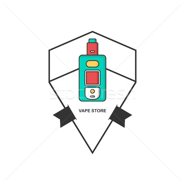 retro color badge theme electric cigarette mod - vaporizer vector Stock photo © vector1st