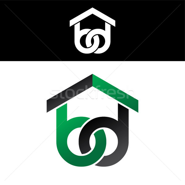 house home realty linked overlapped uppercase logo green black Stock photo © vector1st
