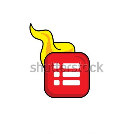 Caliente llama icono botón vector arte Foto stock © vector1st