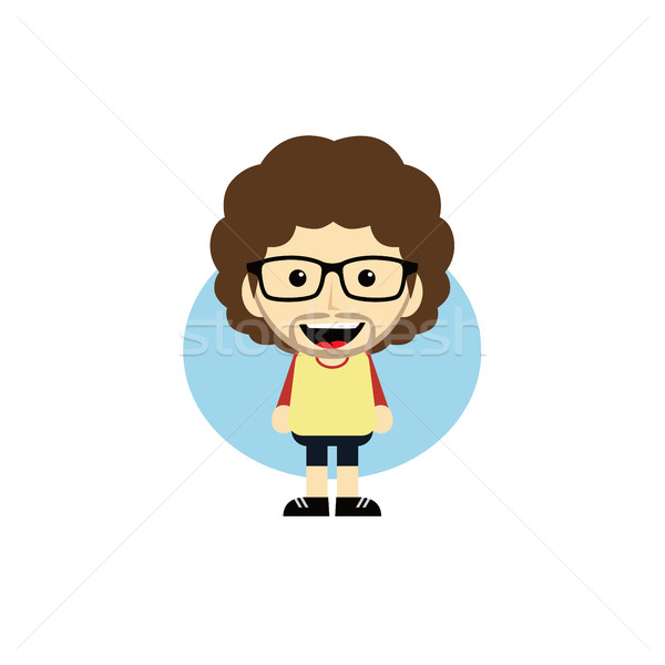 Stock photo: geek cartoon nerd character