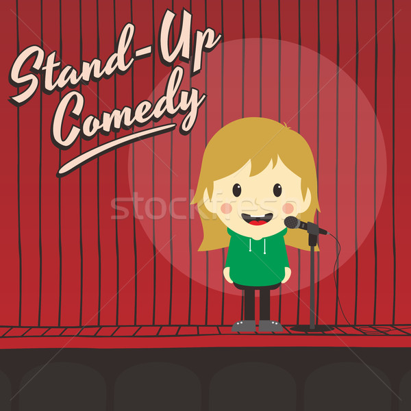 Vrouwelijke stand omhoog komiek muziek Stockfoto © vector1st