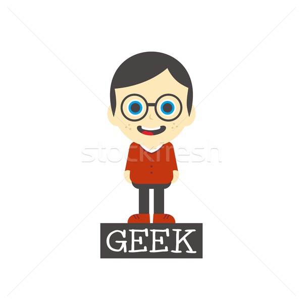 Stock photo: geek boy cartoon