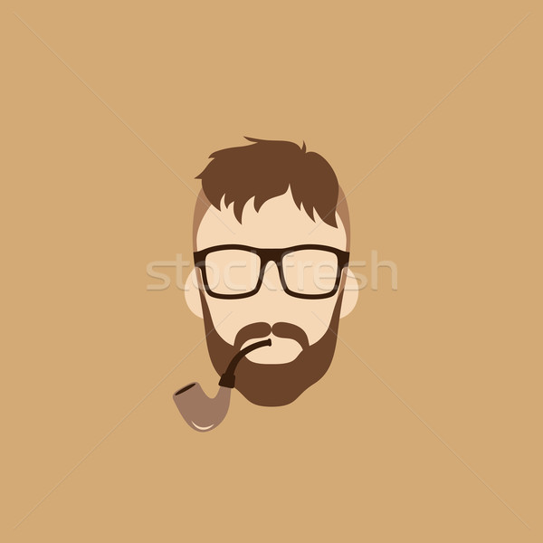 tobacco pipe hipster guy Stock photo © vector1st