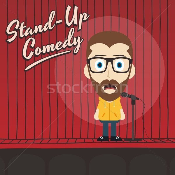 Hilarisch vent stand omhoog komiek cartoon Stockfoto © vector1st