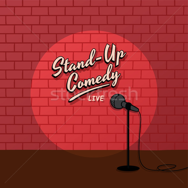 red brick spotlight stand up comedy stage Stock photo © vector1st