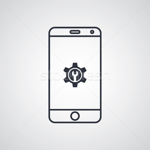 Téléphone portable Cog icône vecteur art illustration [[stock_photo]] © vector1st