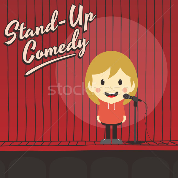 Vrouwelijke stand omhoog komiek muziek Stockfoto © vector1st