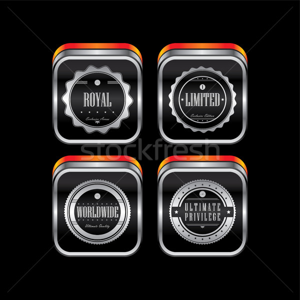 metal plate product quality badge label theme icon button Stock photo © vector1st