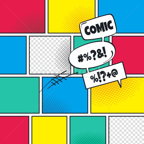 comic template element with speech bubble halftone art Stock photo © vector1st