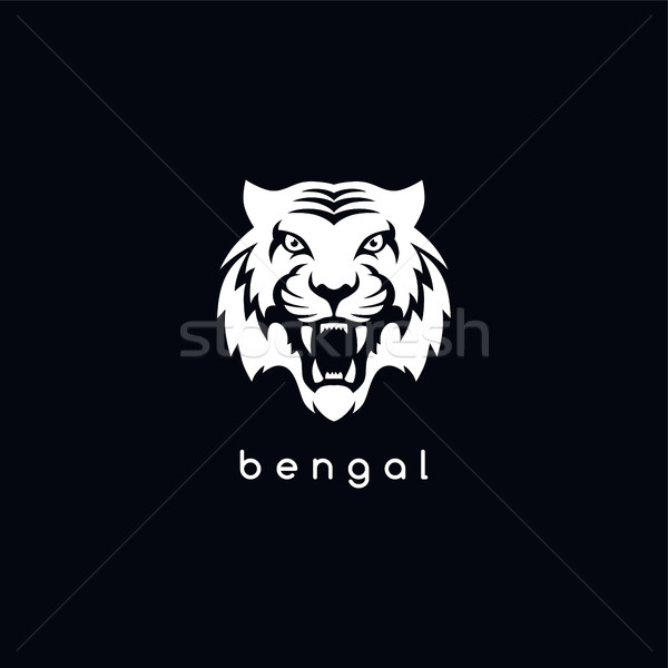 Stock photo: bengal white tiger logotype