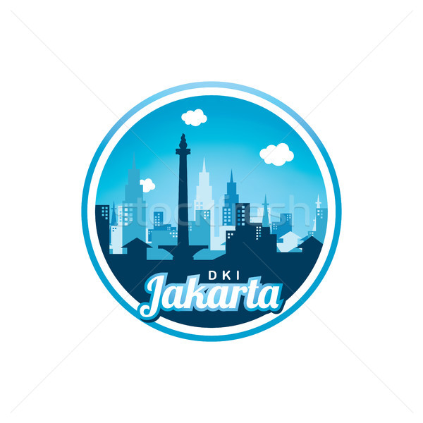 Stockfoto: Stad · Jakarta · label · badge · sticker · logo
